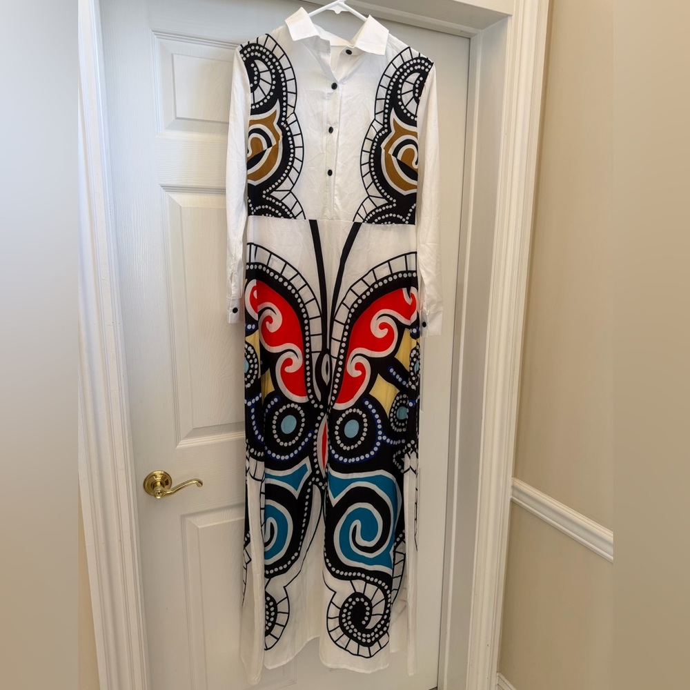 Fairycore Boho Festival Butterfly Wings Maxi Shirt Dress XXL 2X